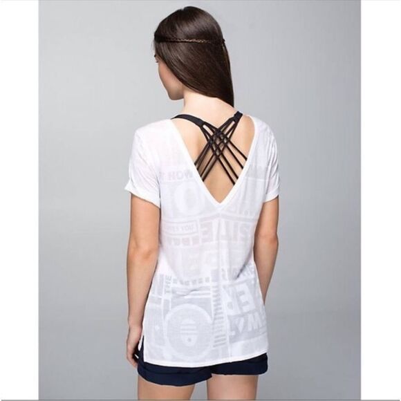 Lululemon Athletica Motivational V-Neck Tee In White - Picture 1 of 6